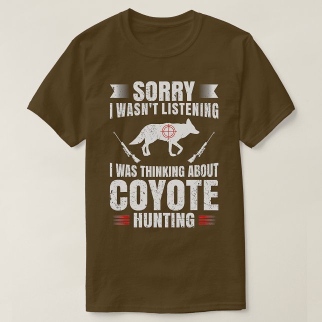 Camiseta Coyote Engraçado Caça Ventilador Fã Caçador Hobby  (Frente do Design)