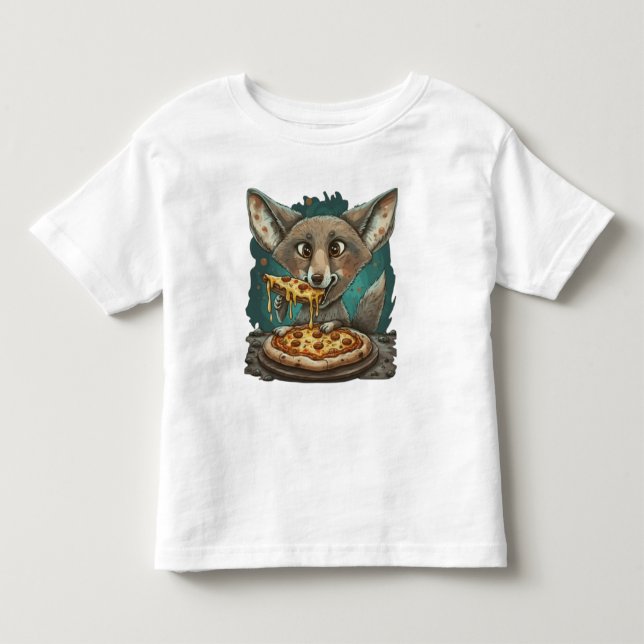 Camiseta Coyote engraçado comendo pizza (Frente)