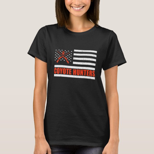 Camiseta Coyote Hunters US Flag American Coyote Hunting Sea (Frente)