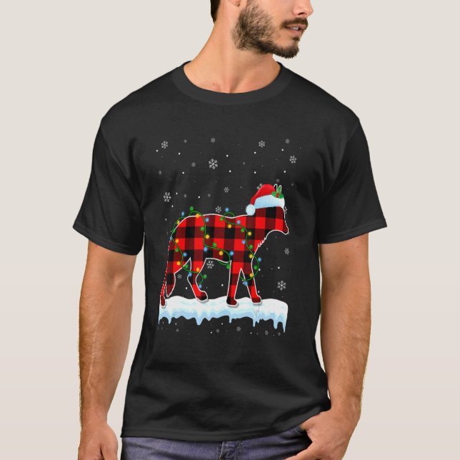 Camiseta Coyote Natal Santa Hat Animais Fofos Xmas Ligh (Frente)
