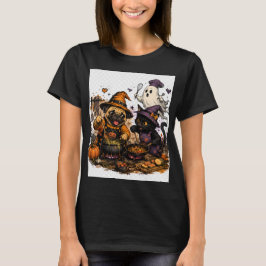 Camiseta Cozinha Assustadora de Halloween – Pug & Black Cat