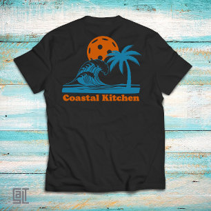 Camiseta Cozinha Costeira Pickleball Pôr do Sol Onda Palmei