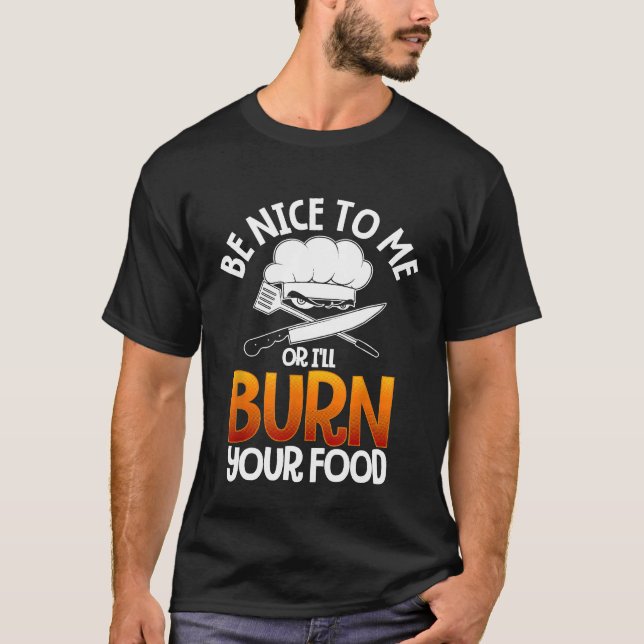 Camiseta Cozinha cozinhar Para Homens Culinários De Chef Cu (Frente)