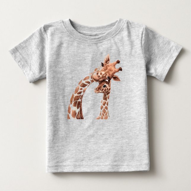 Camiseta Cozinha-d-água Girafa Mãe ou Pai e bebezinho (Frente)
