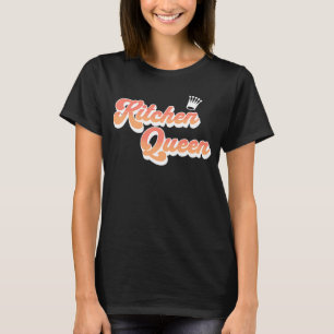 Camiseta Cozinha-de-coral cor-de-rosa, rainha da cozinha