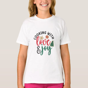 Camiseta Cozinha de Natal cita Cozinhar com amor e alegria