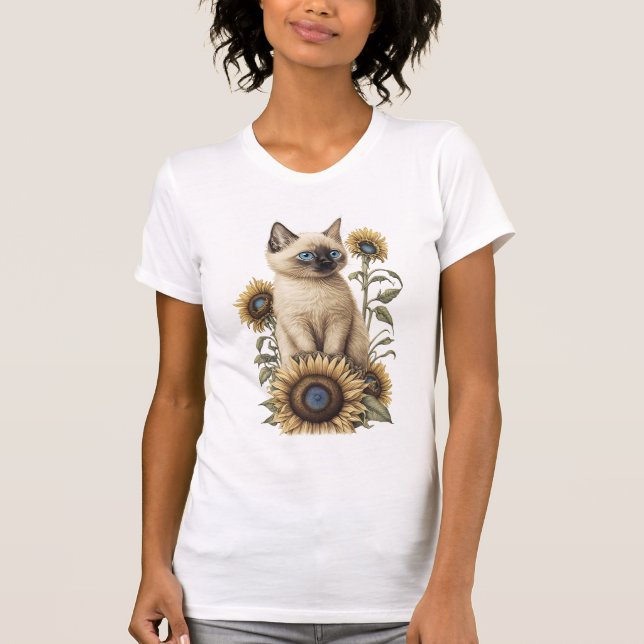 CAMISETA COZINHA DE SIAMESES COM FULORES AMARELOS (Frente)