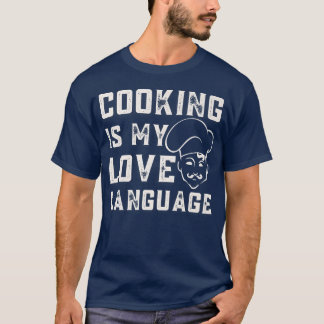 Camiseta cozinha engraçada, cozinhar é minha língua de amor