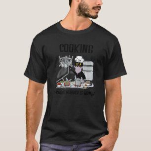 Camiseta Cozinhando Porque Assassinato É Errado Gato Preto
