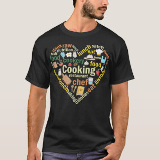 Camiseta Cozinhar Coração Cuisine Chef rosquinha bebado che