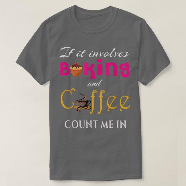 CAMISETA COZINHAR DE CAFÉ FUNNY BAKING CAFFEINE LOVERS BOOK (Frente do Design)