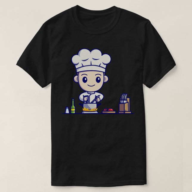 Camiseta Cozinhar De Chef De Garoto Bonito Em Cartografia D (Frente do Design)