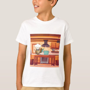 Camiseta Cozinhar de coruja de chef em cozinha