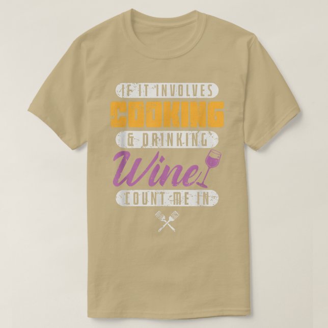 Camiseta Cozinhar De Cozinha E Vinho (Frente do Design)