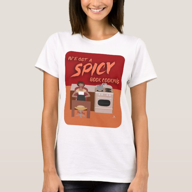 Camiseta Cozinhar de Livro Espictoso Romance Autor de Casa (Frente)
