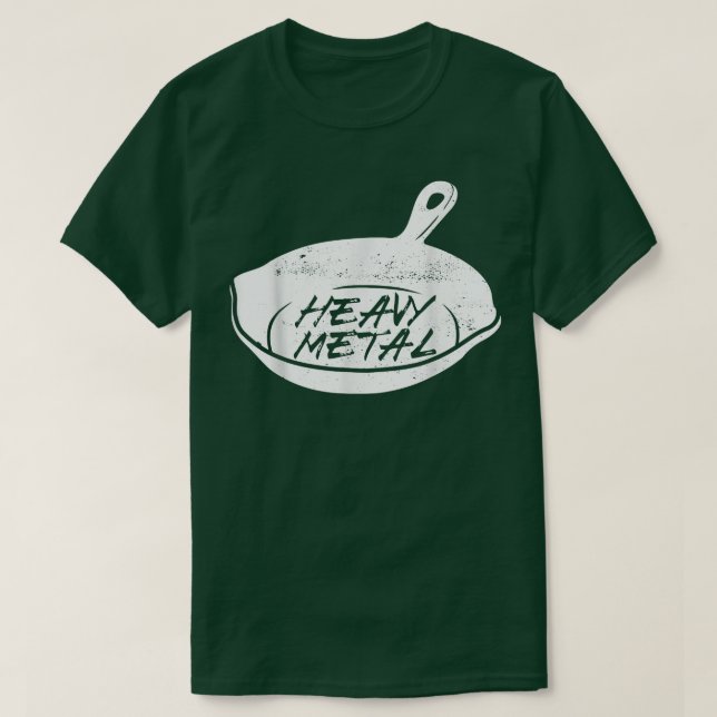 Camiseta Cozinhar de Metais Pesados - Skillet de Ferro (Frente do Design)