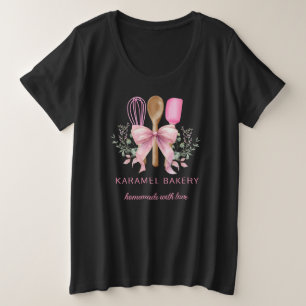 Camiseta Cozinhar de pastelaria de Utensílios Florais Rosa