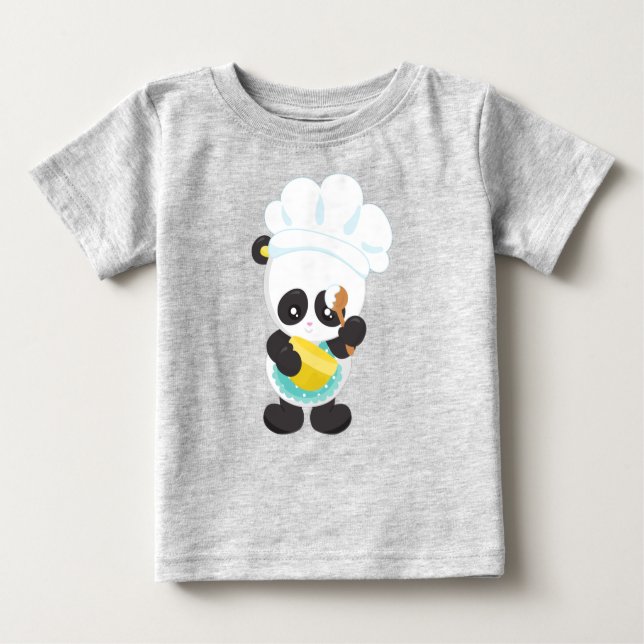 Camiseta Cozinhar Panda, Baking Panda, Apron, Whisking Bowl (Frente)