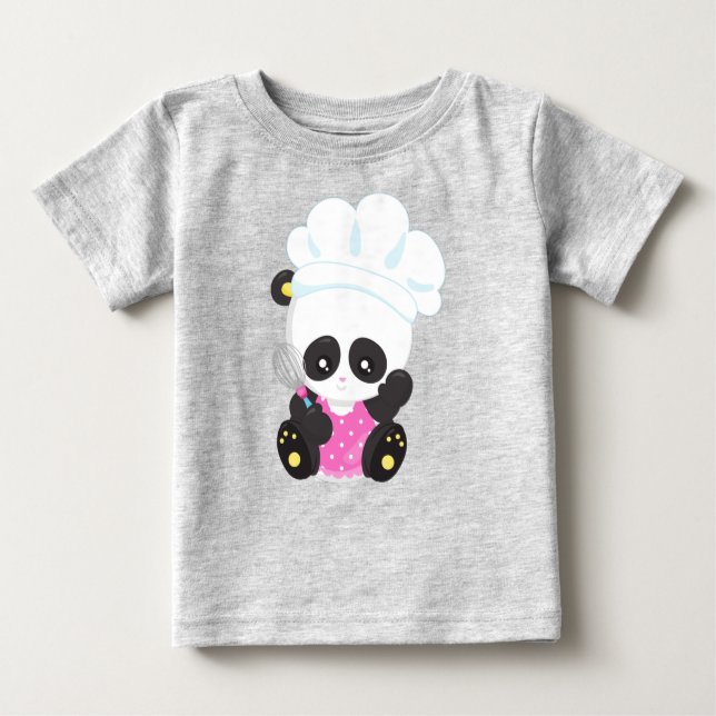 Camiseta Cozinhar Panda, Baking Panda, Cute Panda, Whisk (Frente)