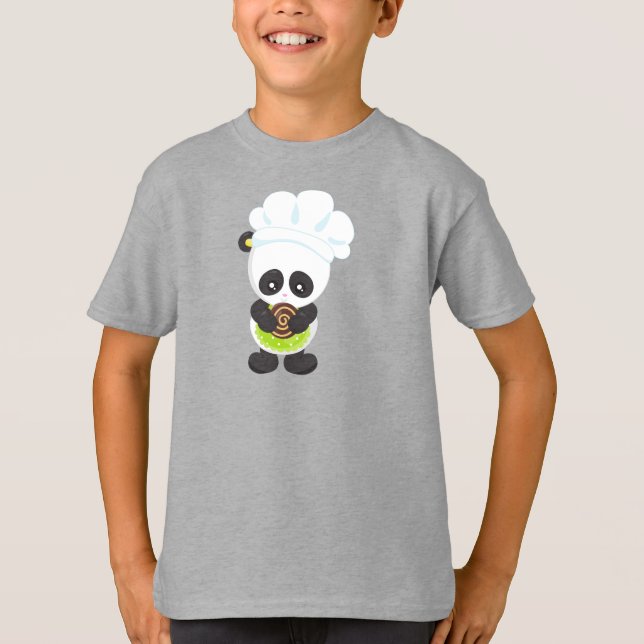 Camiseta Cozinhar Panda, Panda Baking, Panda Com Biscoito (Frente)