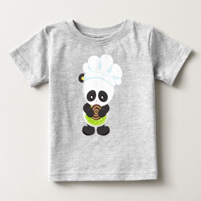 Camiseta Cozinhar Panda, Panda Baking, Panda Com Biscoito (Frente)