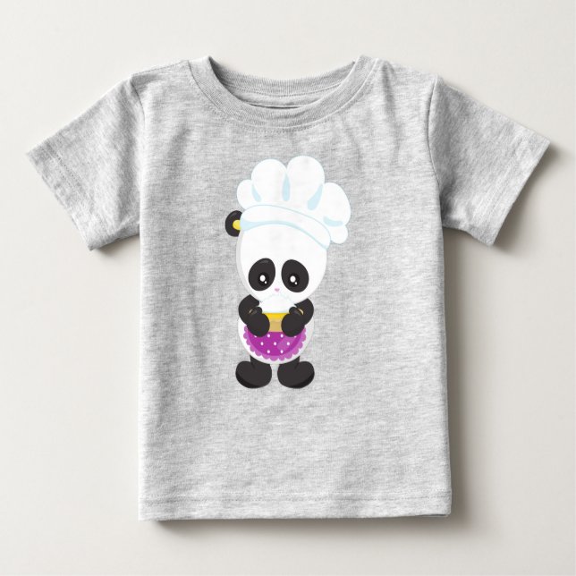 Camiseta Cozinhar Panda, Panda Baking, Panda Com Pizza, Apr (Frente)