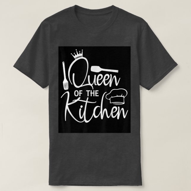 Camiseta Cozinhar Rainha de Cozinha Chef Cozinha Cozinha Co (Frente do Design)
