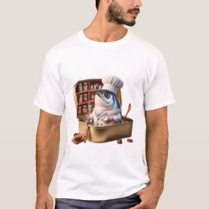 Camiseta Cozinheiro de Sardinha Engraçado Cozinhando Dentro