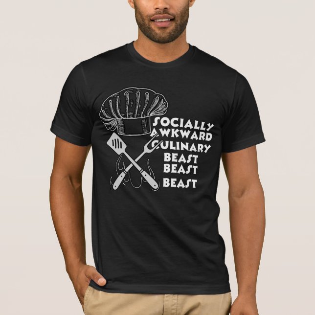Camiseta Cozinheiro Engraçado Socialmente Encantado (Frente)