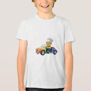 Camiseta Cozinho Amarelo Fofo Dirigindo Carro Antigo Arco-í