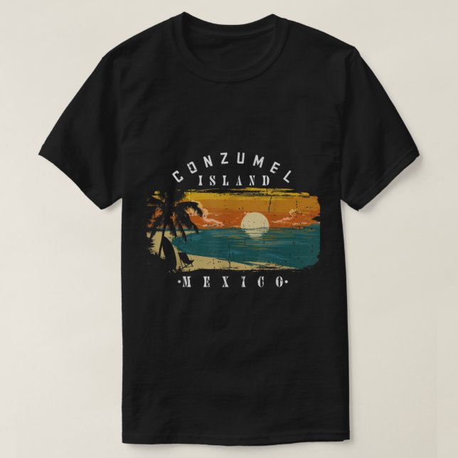 Camiseta Cozumel Mexico Beaches Gráfico Legal Retrotraído (Frente do Design)