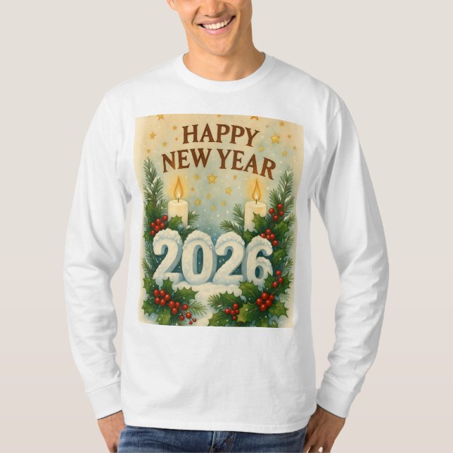Camiseta cozy 2026 happy new year Long Sleeve (Frente)