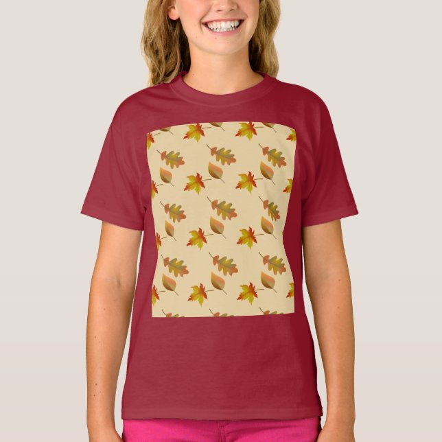 Camiseta Cozy autumn maple leaves oak leaves   (Frente)