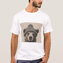 Camiseta Cozy Bear in Beanie - Cute Winter Animal 