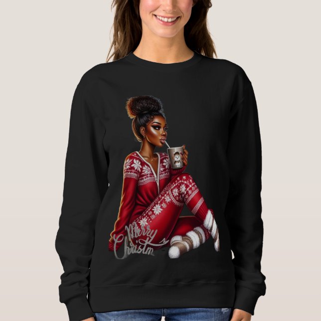 Camiseta Cozy Christmas Girl – MaMuse Long Sleeve Tee (Frente)