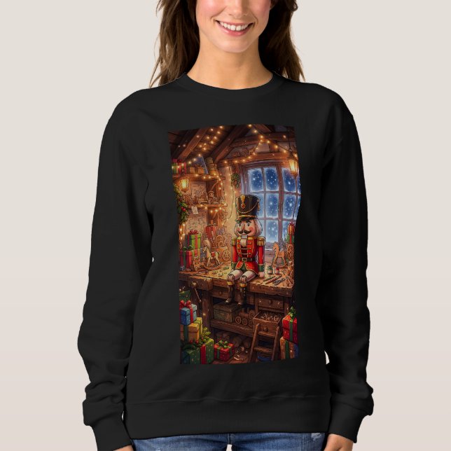 Camiseta Cozy Christmas Nutcracker Toy Workshop (Frente)