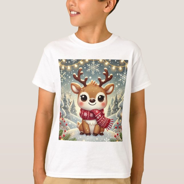 Camiseta Cozy Christmas Reindeer in a Winter Wonderland (Frente)