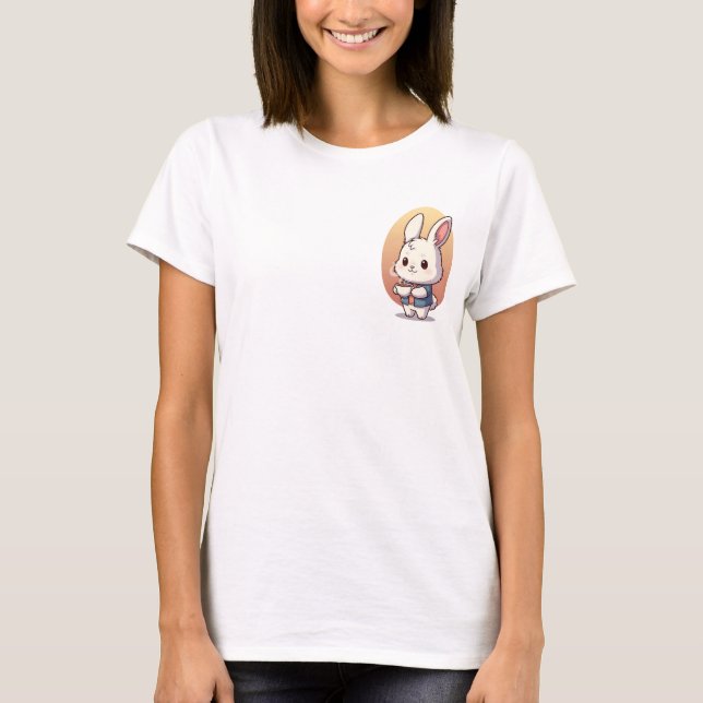 Camiseta Cozy Coffee Bunny Illustration (Frente)