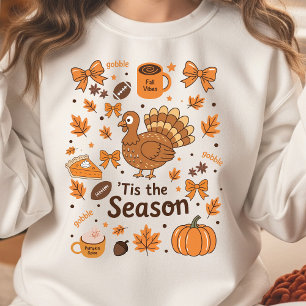 Camiseta Cozy Fall Doodle Collage Graças Sweatshirt