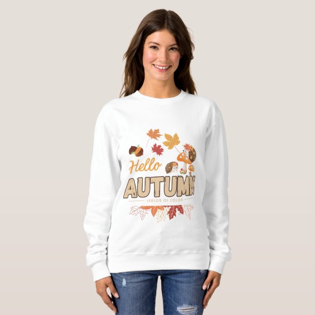 Camiseta  Cozy Fall Vibes with Hedgehogs & Mushrooms (Frente Completa)