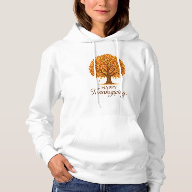 Camiseta Cozy Happy Thanksgiving Autumn Tree  (Frente)