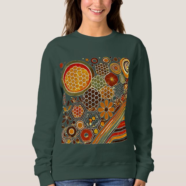 Camiseta Cozy Honeycomb e Floral Patterno (Frente)