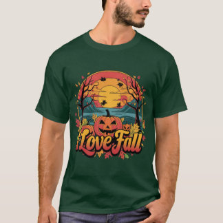 Camiseta Cozy I Love Fall design with carved pumpkin and su
