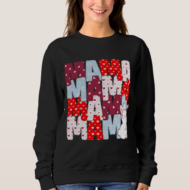 Camiseta Cozy "MAMA" Bunny Stack Sweatshirt para Mães (Frente)