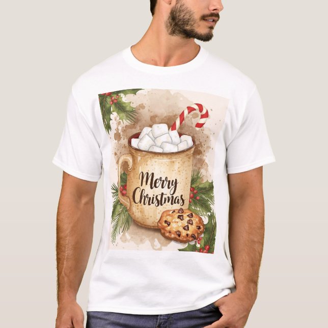 Camiseta Cozy merry Christmas holly cookie cute festive (Frente)