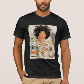 Camiseta Cozy Morning Coffee Girl – Warm AI Illustration 