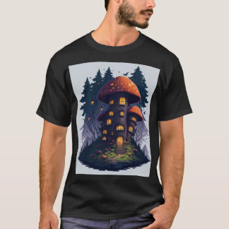 Camiseta Cozy Mushroom Cottage in a Magical Forest  
