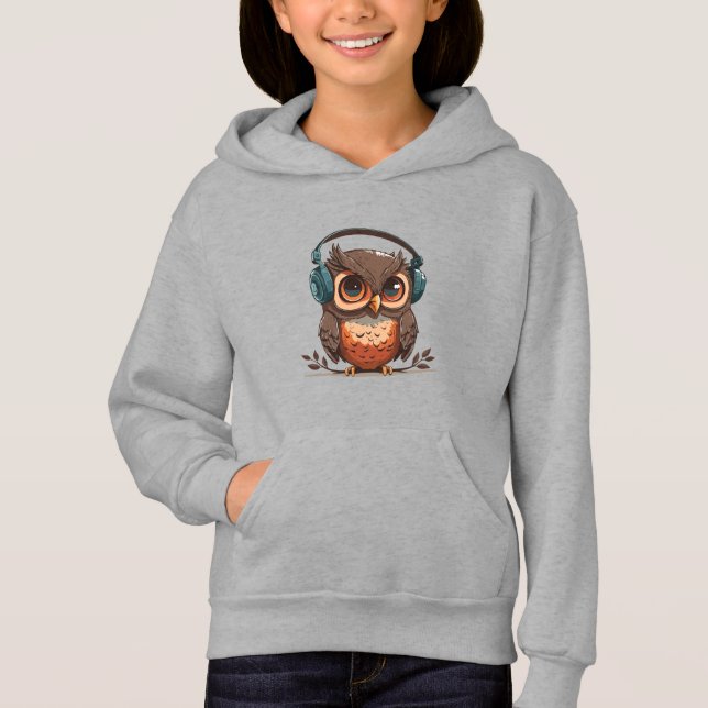 Camiseta Cozy Owl com Fones de ouvido (Frente)