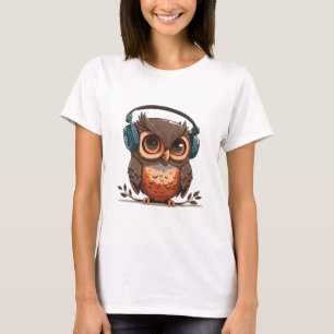 Camiseta Cozy Owl com Fones de ouvido