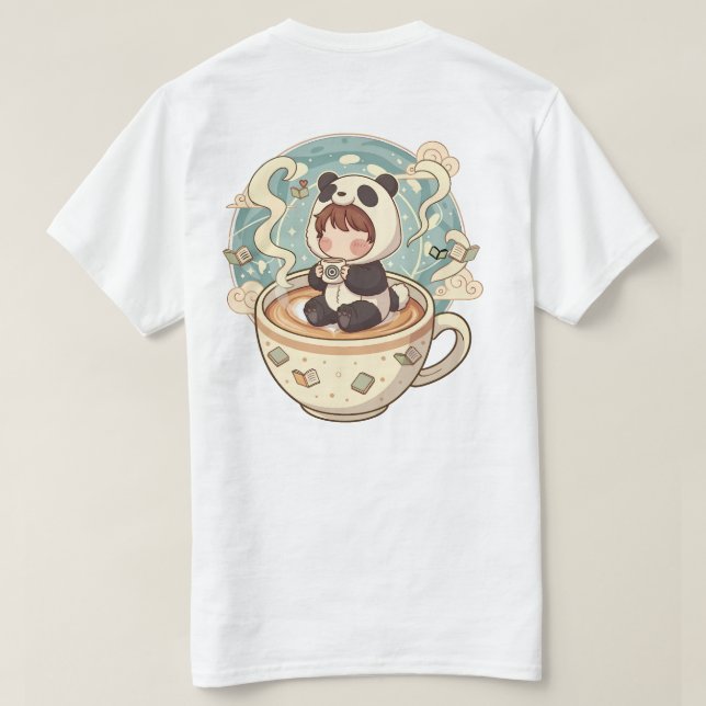 Camiseta Cozy Panda Coffee Men's Graphic Tee (Verso do Design)